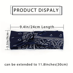 Bohemian Paisley Pattern Headband Knotted Headdress Yoga Sports Headband