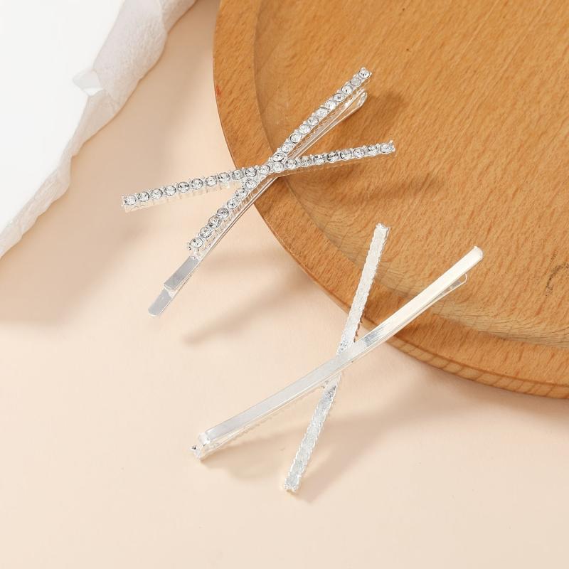 X Shaped Crystal Hair Pins Metal Hair Clip Rhinestone Bobby Pin for Women