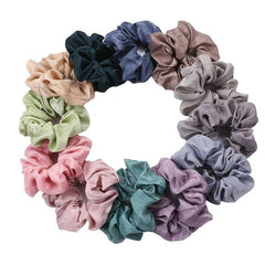 12pcs Solid Silk Hair Tie Scrunchie Ponytail Holder Accessory