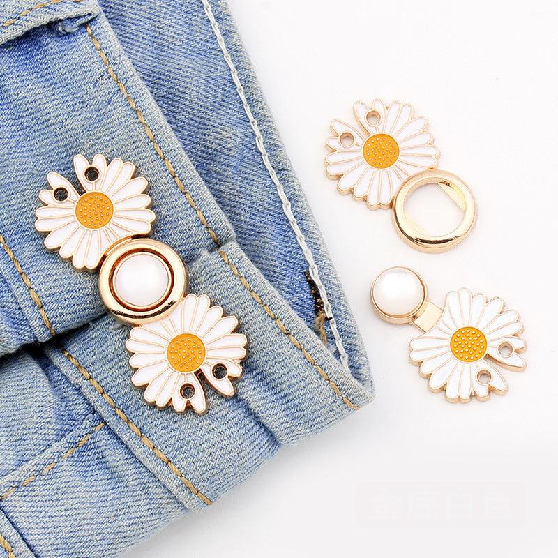 2pcs Daisy Pants Waist Buckle Elastic Adjust DIY Button Pin Sewing Supplies
