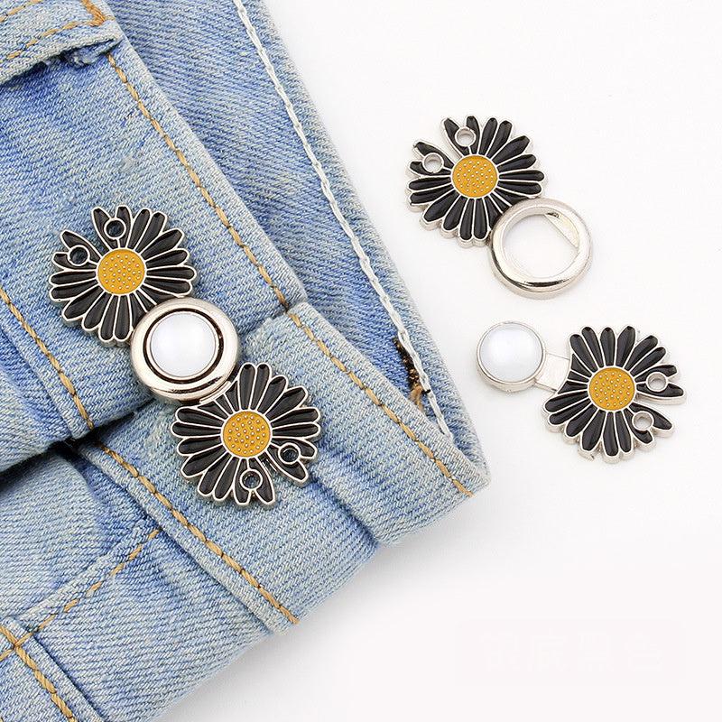 2pcs Daisy Pants Waist Buckle Elastic Adjust DIY Button Pin Sewing Supplies