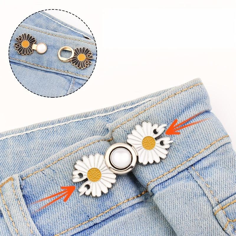 2pcs Daisy Pants Waist Buckle Elastic Adjust DIY Button Pin Sewing Supplies