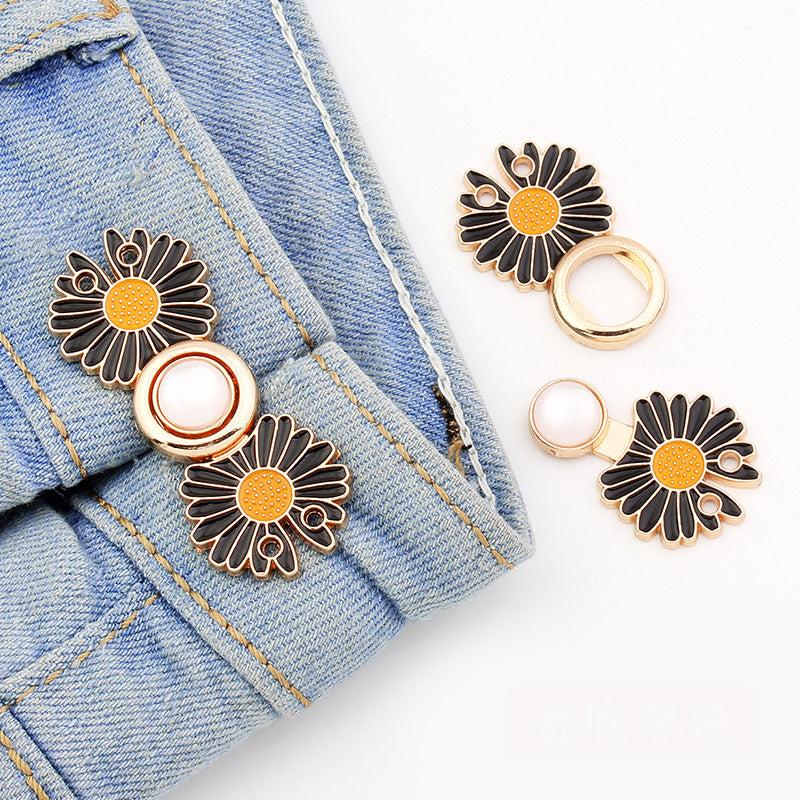 2pcs Daisy Pants Waist Buckle Elastic Adjust DIY Button Pin Sewing Supplies