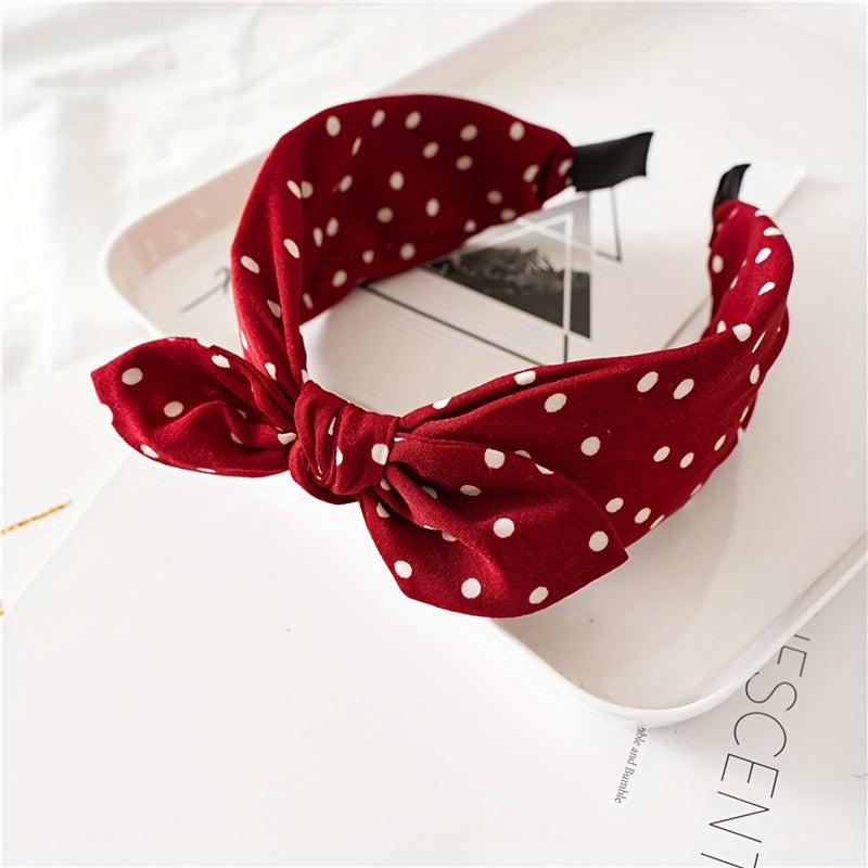 Boho Polka Dot Bowknot Headband for Women Girls