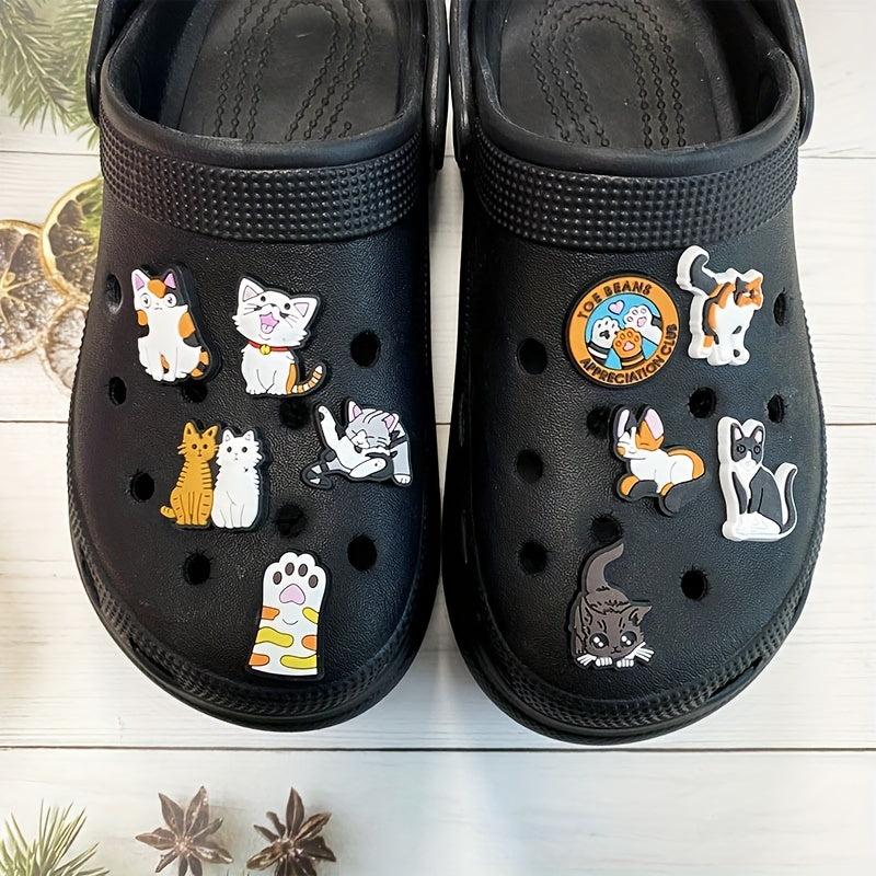 10Pcs Cat Series Shoe Charms for Clogs Birthday
