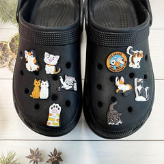 10Pcs Cat Series Shoe Charms for Clogs Birthday