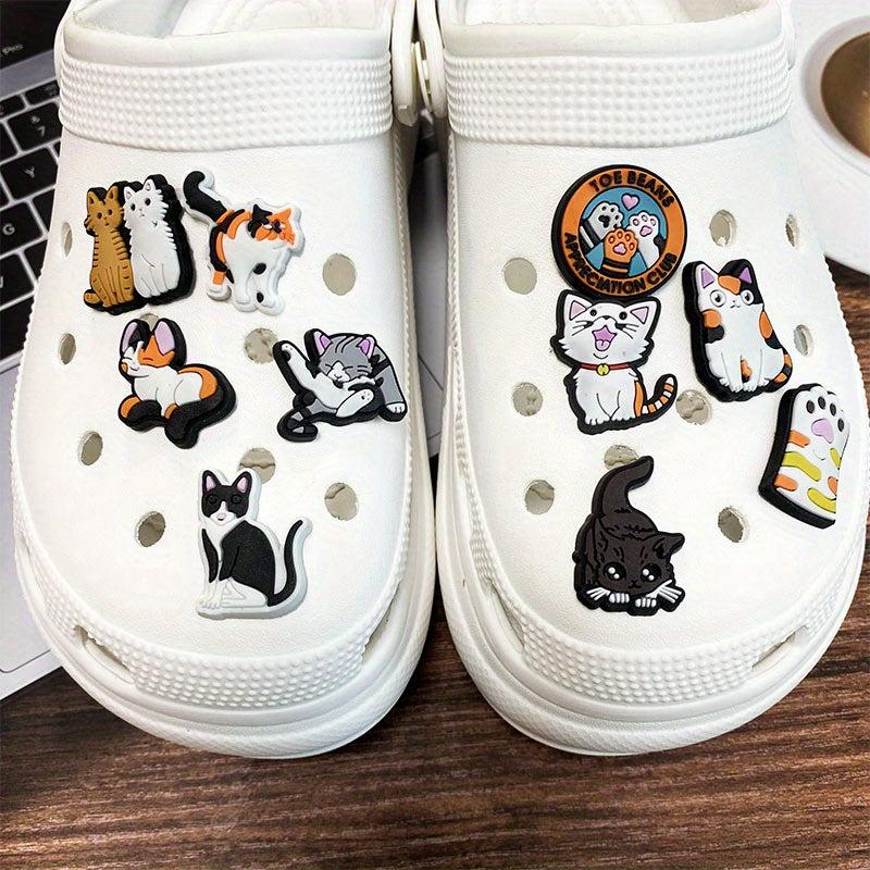 10Pcs Cat Series Shoe Charms for Clogs Birthday
