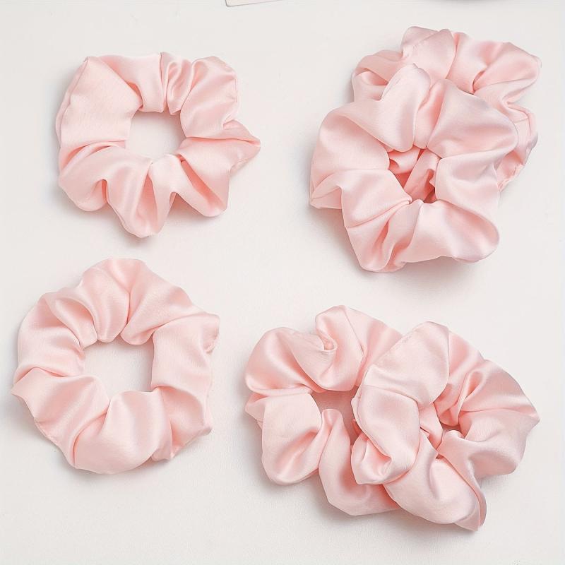 6pcs Women Scrunchies Hair Tie Style Solid Hair Ring For Ponytail Holder