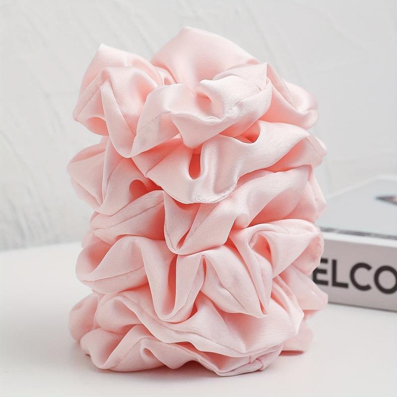 6pcs Women Scrunchies Hair Tie Style Solid Hair Ring For Ponytail Holder