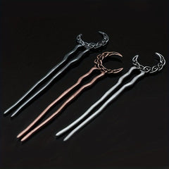 Vintage Moon Shape Hair Clip Bun Holder Alloy Headgear Non-slip
