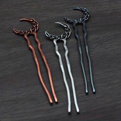 Vintage Moon Shape Hair Clip Bun Holder Alloy Headgear Non-slip