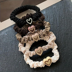 Heart Beaded Scrunchies Hair Tie Elastic Ponytail Holder