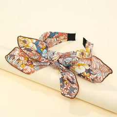 Vintage Floral Print Bowknot Hairband Retro Headband Hair Accessories