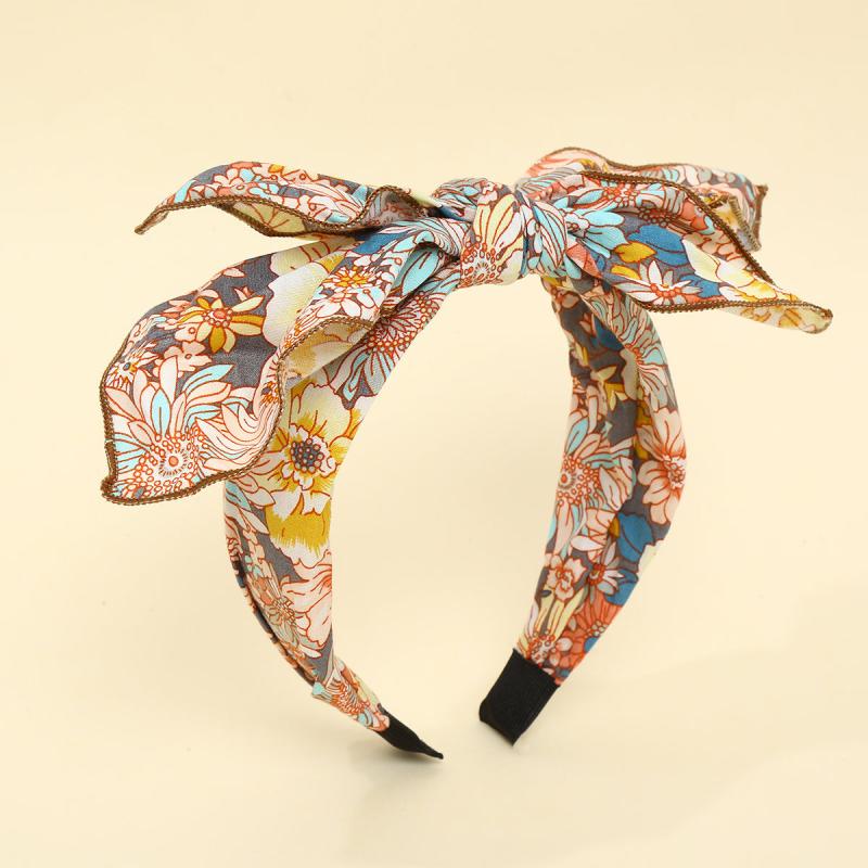 Vintage Floral Print Bowknot Hairband Retro Headband Hair Accessories