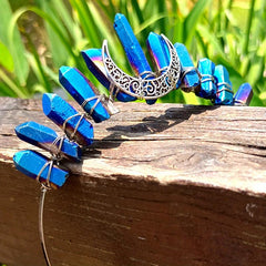 Moon Moon Raw Crystal Stone Quartz Crown Hairband Rhinestone Tiara Mermaid Boho