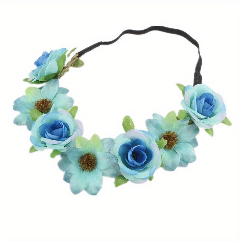 Boho Style Flower Leaf Headband Sweet Hair Band for Beach Travel