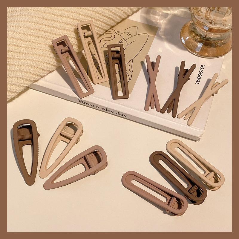 3pcs Matte Solid Snap Hair Clips for Ladies