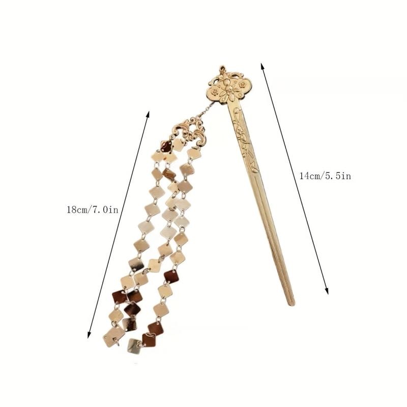 Alloy Golden Hairpin Tassel Hair Stick Ponytail Holder Hair Accessories