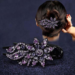 Rhinestone Flower Hair Clip Barrette Hair Pin Vintage Bridal Wedding