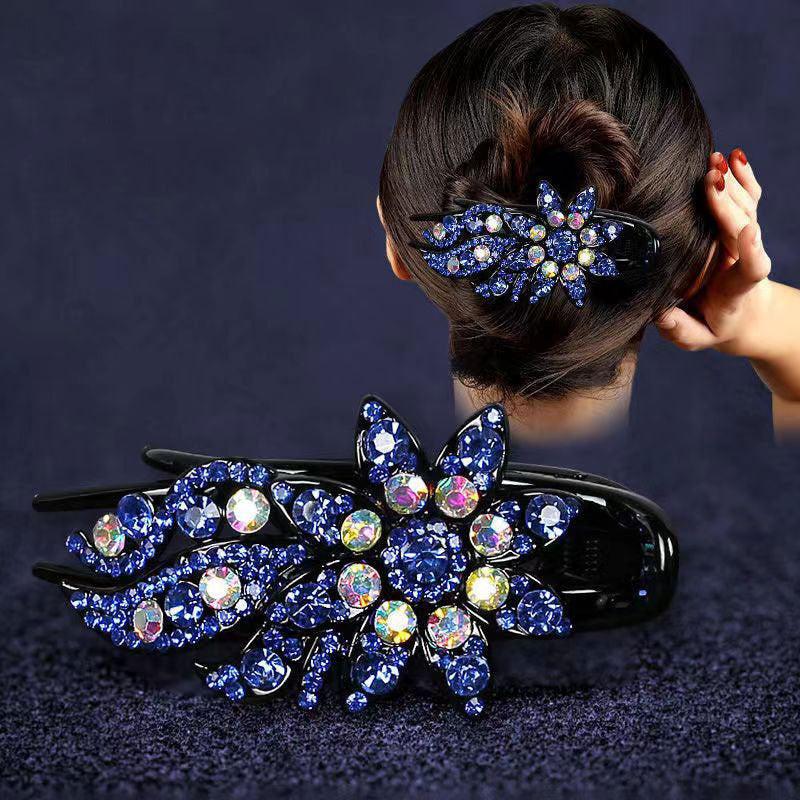 Rhinestone Flower Hair Clip Barrette Hair Pin Vintage Bridal Wedding
