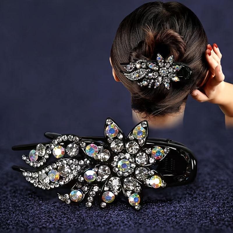 Rhinestone Flower Hair Clip Barrette Hair Pin Vintage Bridal Wedding