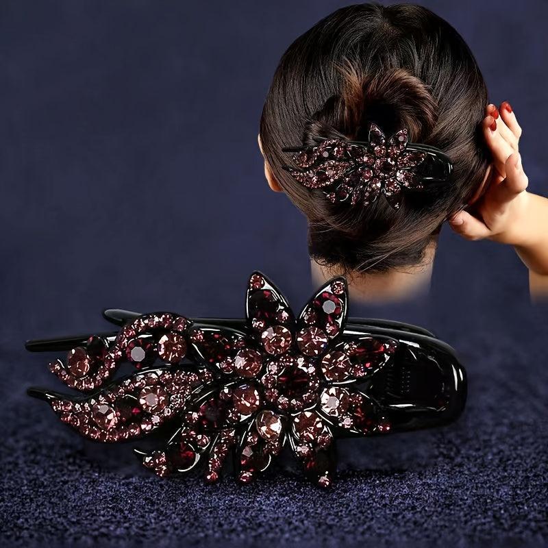 Rhinestone Flower Hair Clip Barrette Hair Pin Vintage Bridal Wedding