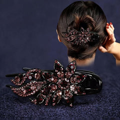 Rhinestone Flower Hair Clip Barrette Hair Pin Vintage Bridal Wedding