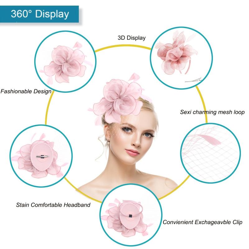 Fascinator Hat For Women Tea Party Headband Wedding Cocktail Flower
