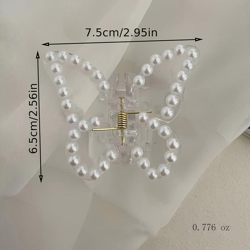 Butterfly Claw Clip Pearl Rhinestones Hair Clip