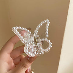 Butterfly Claw Clip Pearl Rhinestones Hair Clip