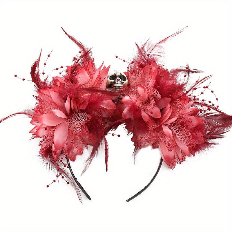Halloween Costume Headbands Flower Feather Skull Headpiece