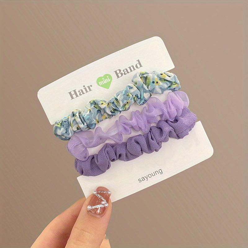 3pcs Fabric Hair Tie High Ponytail Head Rope Elastic Durable Rubber Band
