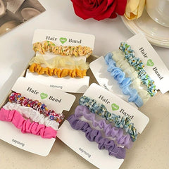 3pcs Fabric Hair Tie High Ponytail Head Rope Elastic Durable Rubber Band