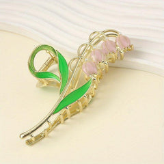 Flower Hair Claw Alloy Banana Clip Non Slip Hair Styling Accessory