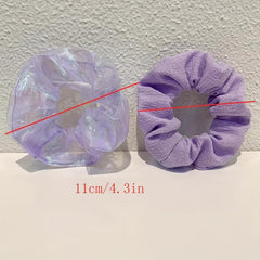 7pcs Plaid Print Scrunchie Purple Hair Tie Ponytail Holder