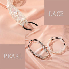 Bohemian Lace Pearl Headband Stretchy Floral Headwear