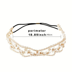 Bohemian Lace Pearl Headband Stretchy Floral Headwear