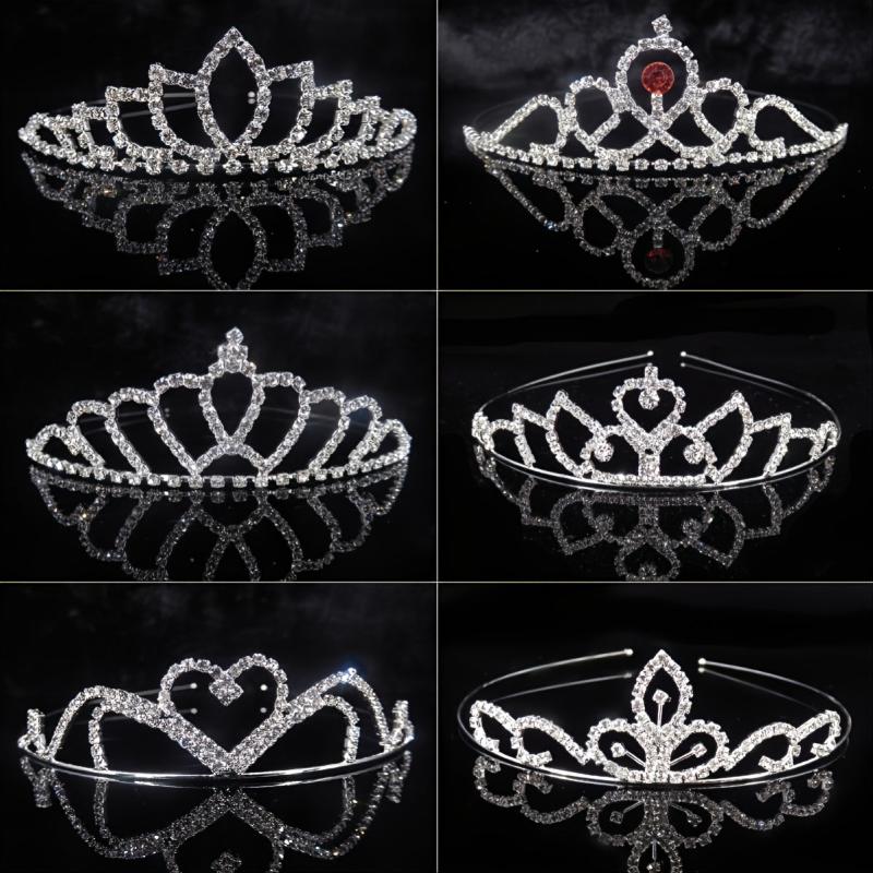 Silver Crystal Tiara Crowns Girls Princess Crown Rhinestone Birthday Crowns