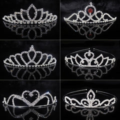 Silver Crystal Tiara Crowns Girls Princess Crown Rhinestone Birthday Crowns