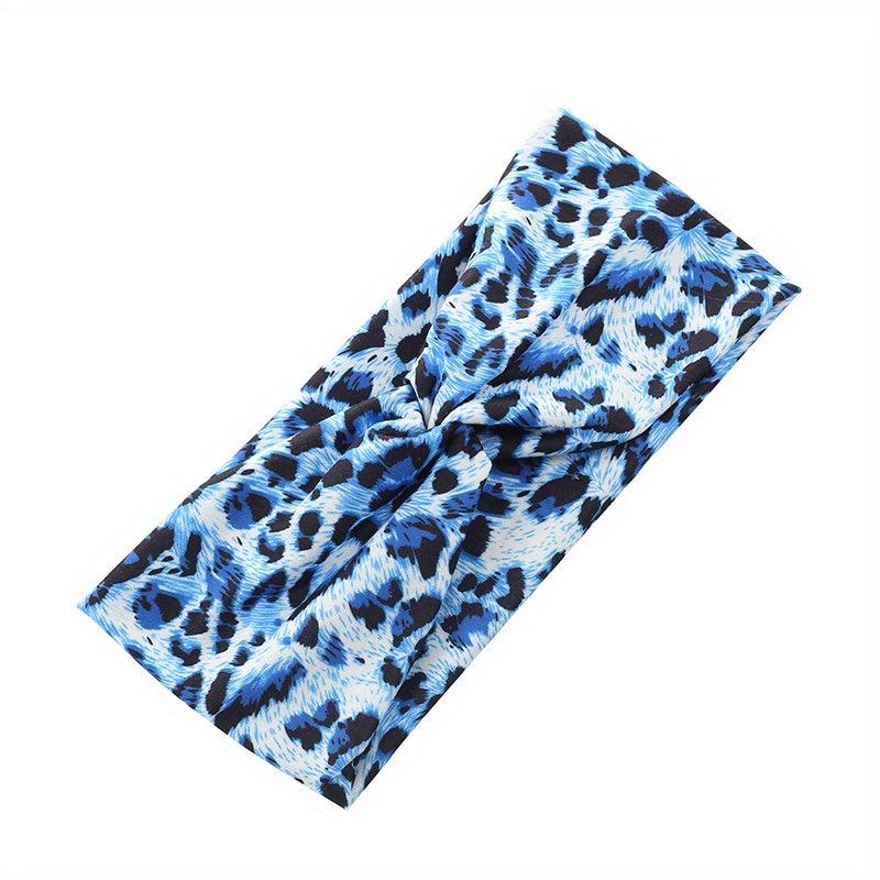 Y2K Leopard Pattern Headband Criss Cross Head Hoop Stretchy Hair Band