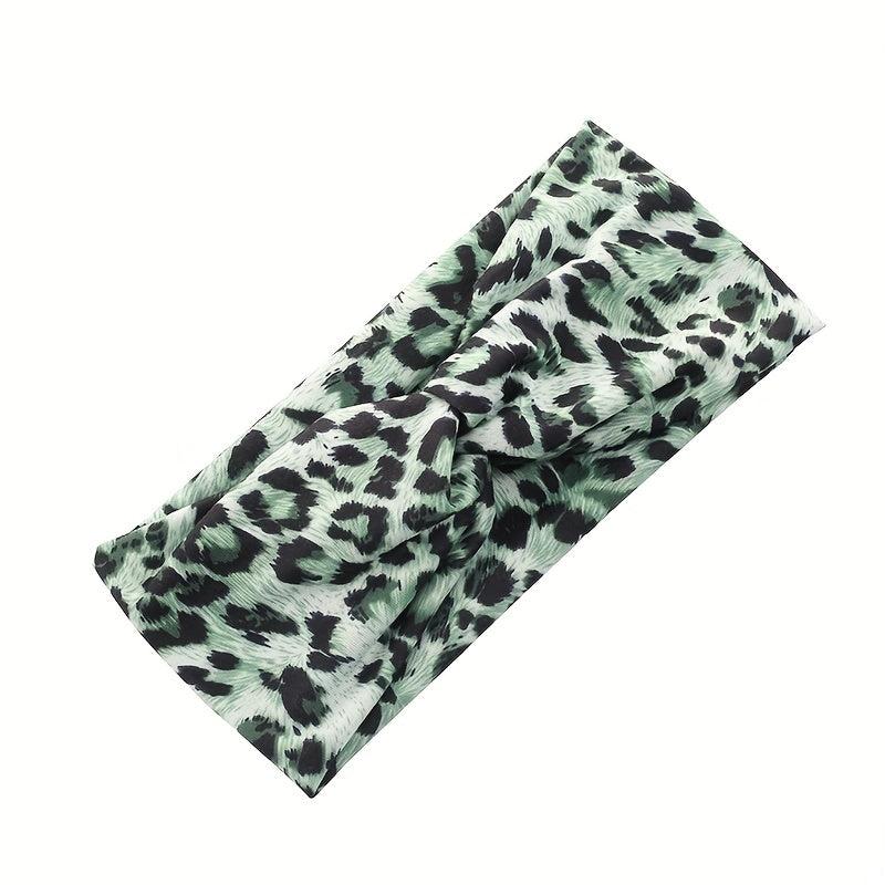 Y2K Leopard Pattern Headband Criss Cross Head Hoop Stretchy Hair Band