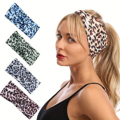 Y2K Leopard Pattern Headband Criss Cross Head Hoop Stretchy Hair Band