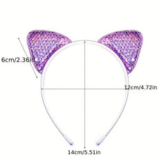 Glitter Cat Ears Headband For Baby Girls