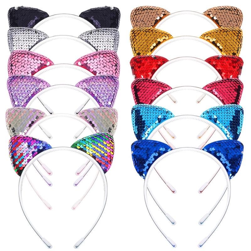 Glitter Cat Ears Headband For Baby Girls