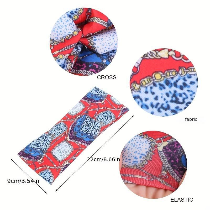 Boho Women Print Cross Knotted Headband Elastic Head Wrap Bandana