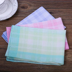12pcs Plaid Pattern Cotton Sweat Handkerchief Lightweight Square Scarf
