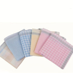 12pcs Plaid Pattern Cotton Sweat Handkerchief Lightweight Square Scarf