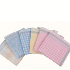 12pcs Plaid Pattern Cotton Sweat Handkerchief Lightweight Square Scarf