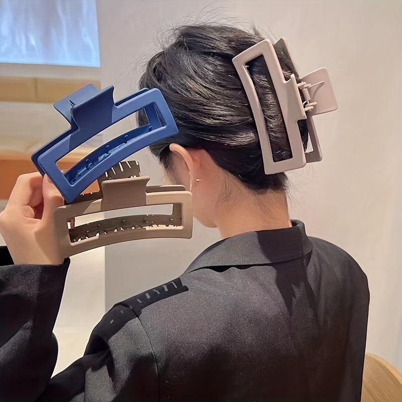 3pcs Large Hollow Rectangle Hair Claw Female Back Head Clip