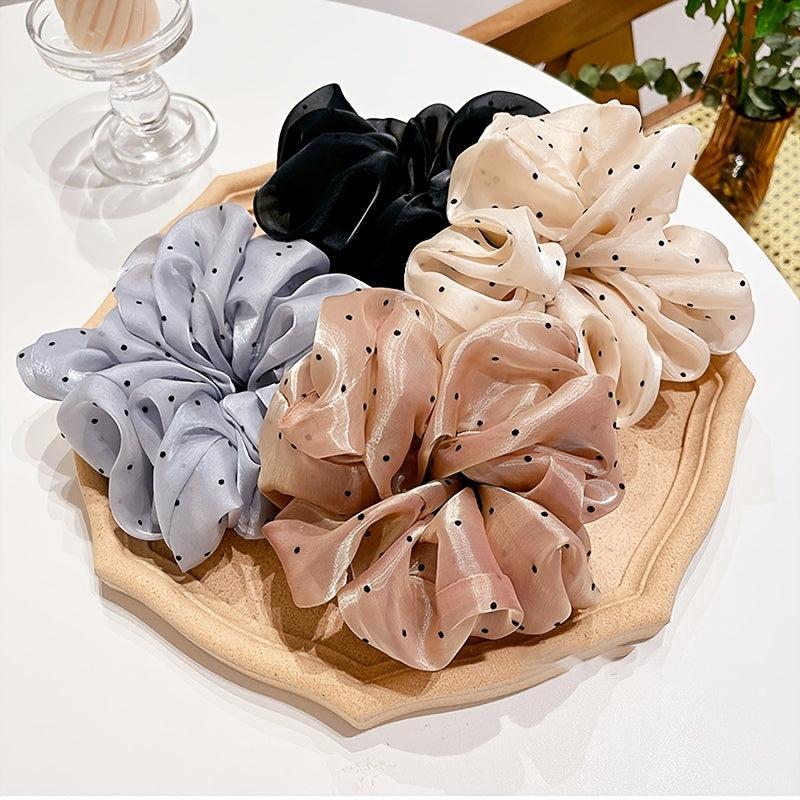 Polka Dots Satin Hair Scrunchie Hair Accessories Gift Set